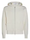 Lardini White Wool And Cashmere Hooded Cardigan In White