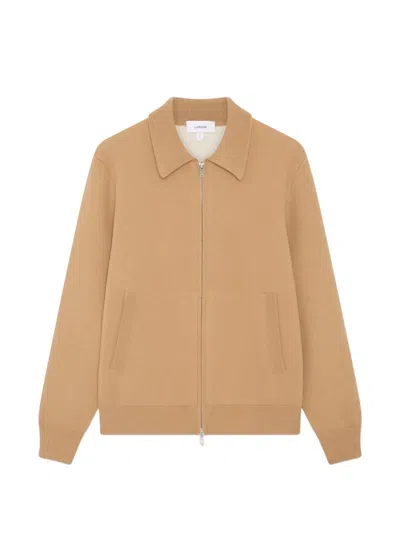 Lardini Zip-up Knitted Bomber Jacket In Brown