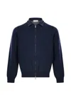 Lardini Wool-blend Zip-up Overshirt In Blue