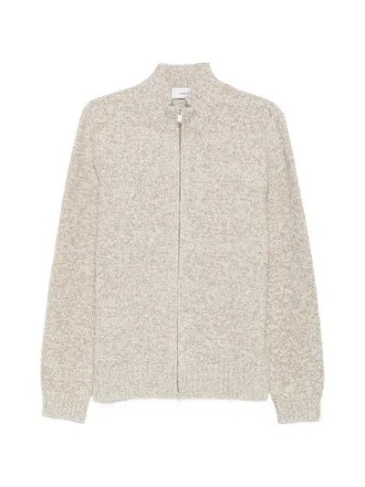 Lardini Zip-up Marl-knit Cardigan In Neutral