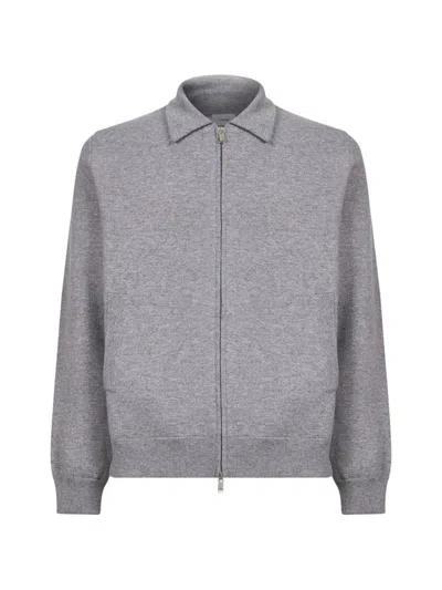 Lardini Zip-up Shirt-collar Jacket In Gray