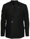 Lardini Pinstriped Double-breasted Wool Blazer In Black
