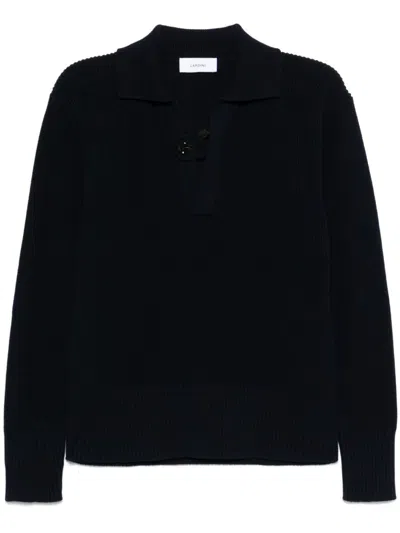 LARDINI LARDINICRÈME SWEATER WITH OPEN NECK IN ORGANIC COTTON