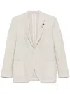 Lardini Textured Beige Tailored Jacket With Notched Lapel