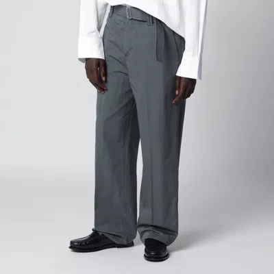 Lardini -style Cotton Silk Blend Trousers In Gray