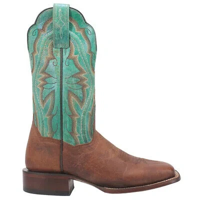 Pre-owned Laredo Babs Leather Embroidery Square Toe Cowboy Womens Brown, Green Casual Boo