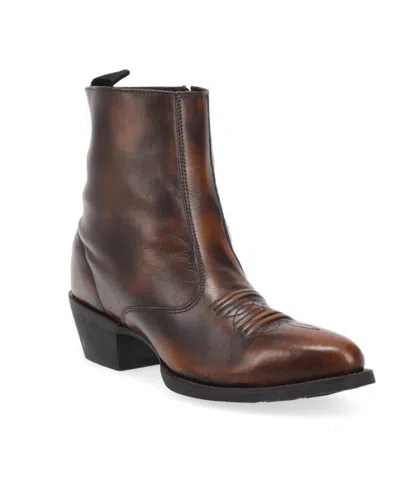 Laredo Men's Fletcher Trucker 7" Zippered Boot With Cowboy Heel In Antique Tan Mignon In Multi