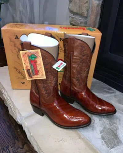 Pre-owned Laredo Men's Genuine Eel Boots Size 12 Ew In Brown