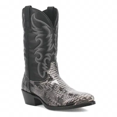Laredo Men's Monty Snake Print Pointed Toe Pull On Cowboy Boots In Black