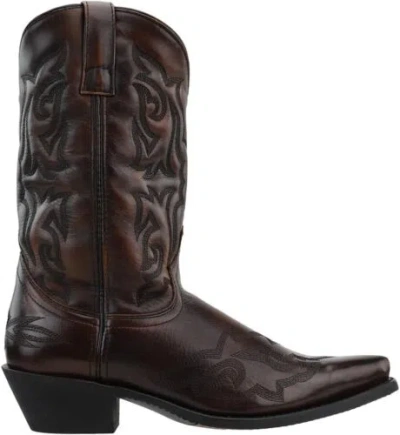 Pre-owned Laredo Mens Hawk Snip Toe Dress Boots Mid Calf - Black In Brown