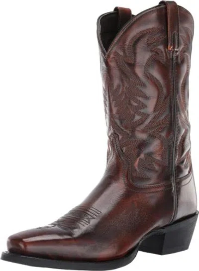 Pre-owned Laredo Mens Stillwater Square Toe Dress Boots Mid Calf - Black, Brown