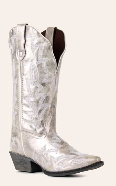 Laredo Women's Dream Girl Metallic Silver Snip Toe Cowboy Boots
