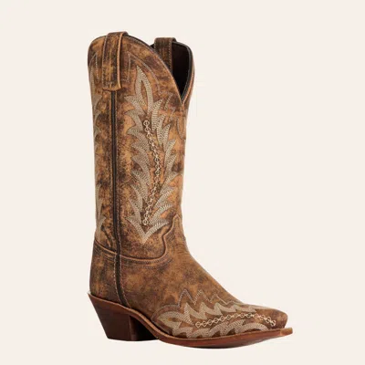 Laredo Women's Emmylee Distressed Tan Snip Toe Cowboy Boots In Multi