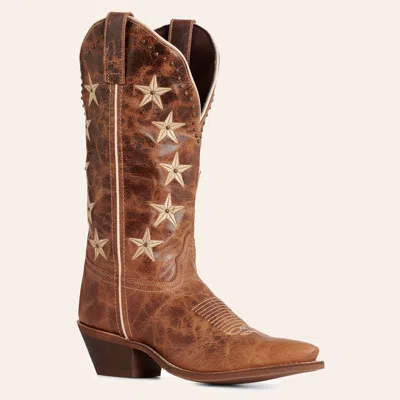 Laredo Women's Serenade Brown Distressed Star Embroidered Studded Snip Toe Cowboy Boots In Multi