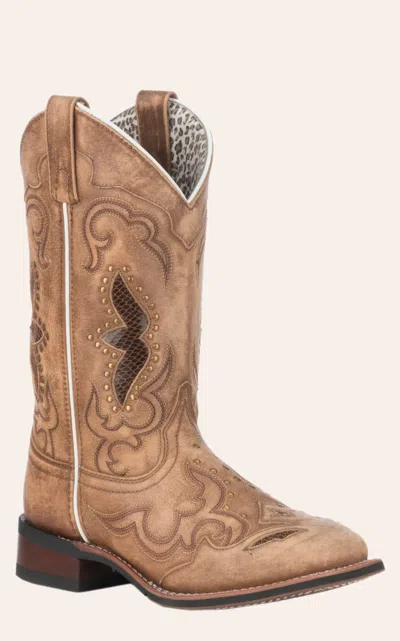 Laredo Women's Spellbound Tan Broad Square Toe Cowboy Boots In Brown