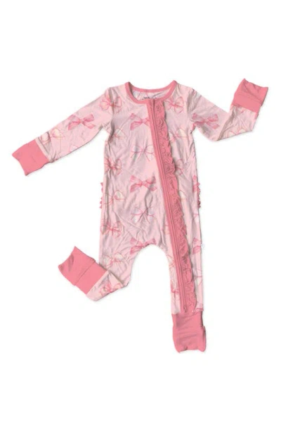 Laree + Co Babies' Carmen Ruffle Convertible Footie In Pink