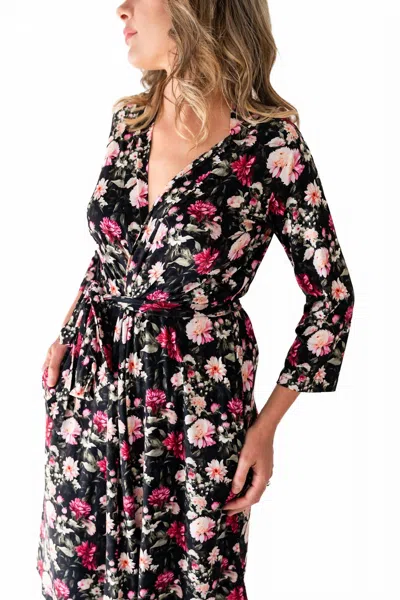 Laree + Co Fallon Bamboo Robe In Floral Multicolor