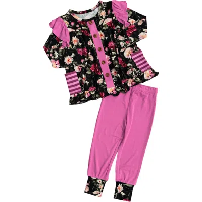 Laree + Co Kids'  Fallon Peplum & Legging Set In Black