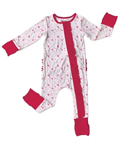 Laree + Co Babies' Ezrah Heart Print Convertible Footie Pajamas In Light Pink