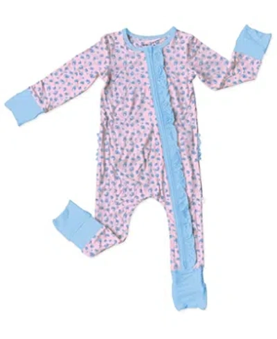Laree + Co Girls' Lillian Leopard Bamboo Ruffle Convertible Footie - Baby In Pink