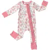 Laree + Co Katie-rae Floral Ruffle Convertible Zip Footie In Pink