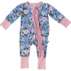 Laree + Co Lillian Floral Ruffle Convertible Footie In Floral