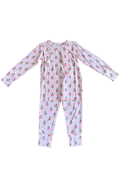 Laree + Co Kids'  Lillian's Garden Cupcakes 2-piece Long Sleeve Set In Multi