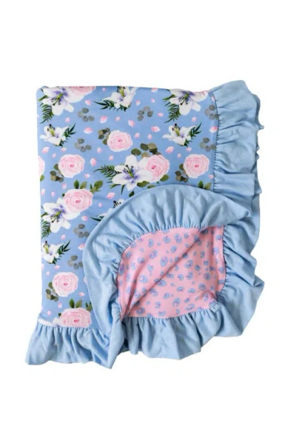 Laree + Co Lillian Ruffle Toddler Blanket In Blue
