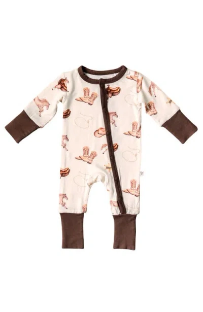 Laree + Co Kids'  Paislee Convertible Baby Footie In Brown