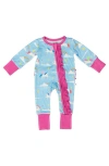 Laree + Co Sage Ruffle Convertible Footie In Blue