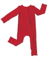 LAREE + CO UNISEX LINCOLN SOLID RED BAMBOO CONVERTIBLE FOOTIE - BABY, TODDLER