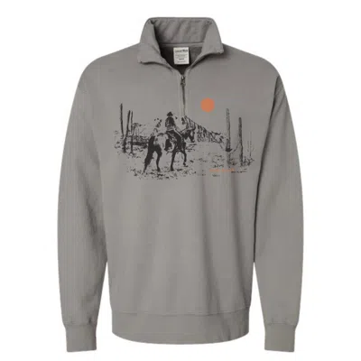 Laree + Co Unisex Saddle Up And Ride Quarter Zip Sweatshirt In Grey