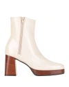 L'arianna Woman Ankle Boots Cream Size 10 Soft Leather In White