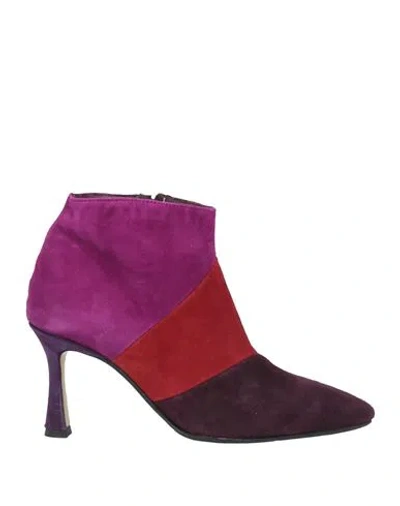 L'arianna Woman Ankle Boots Plum Size 7 Leather In Purple