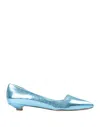 L'arianna Woman Ballet Flats Sky Blue Size 7 Soft Leather