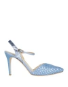 L'arianna Woman Pumps Light Blue Size 6 Soft Leather In Blue