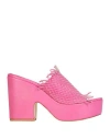 L'arianna Woman Sandals Magenta Size 8 Soft Leather In Magenta