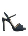 L'arianna Woman Sandals Midnight Blue Size 7 Textile Fibers In Blue