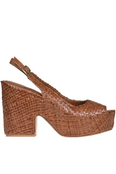 L'arianna Woven Leather Sandals In Brown
