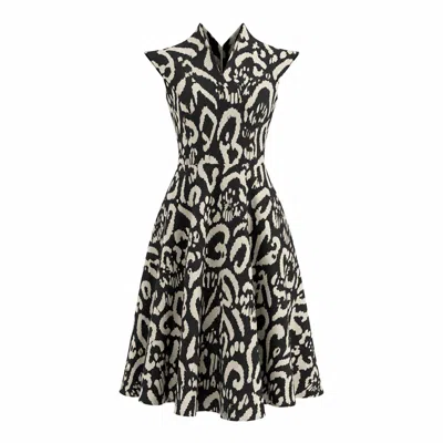 Larisa Dragna Women's Black / Neutrals Kimono-style Dress With A Tribal Print