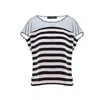 Larisa Dragna Women's Black / White French Striped Viscose Blouse With Tulle Insertion In Black