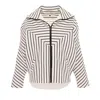 Larisa Dragna Women's Black / White Striped Bomber Jacket In Black/white
