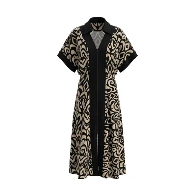 Larisa Dragna Women's Neutrals / Black Agatta Linen Dress With Contrast Insert