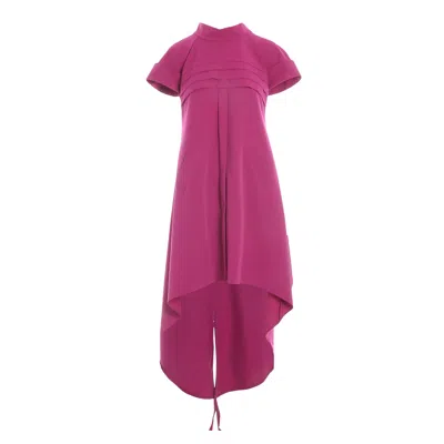 Larisa Dragna Women's Pink / Purple Orchid Asymmetric Dress With Pleats In Pink/purple