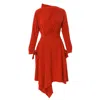 Larisa Dragna Women's Red Poppy Pleated Asymmetric Dress In Red