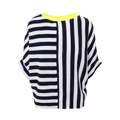 Larisa Dragna Women's White / Blue / Yellow Oversized Striped T-shirt Rogue In Multi
