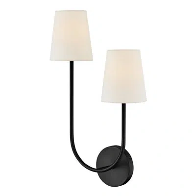 Lark 2-light Left Hand White Linen Wall Sconce In Black