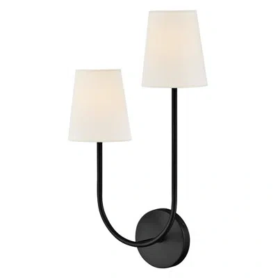 Lark 2-light Right Hand White Linen Wall Sconce In Black