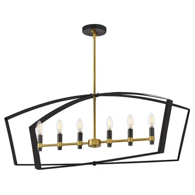 Lark 40" 6-light Candle Open Frame Linear Chandelier In Black