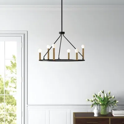 Lark 6-light Two-tone Candle Wagon Wheel Chandelier